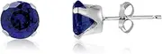 [Designer Inspirations Boutique] SAPPHIRE BLUE Classic Brilliant Round Cut Cubic Zirconia (CZ) Sterling Silver Birthstone Stud Earrings/Ear Studs for Women Ladies Girls - 2MM 3MM 4MM 5MM 6MM 7MM 8MM 9MM 10MM 11MM 12MM
