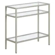 Meyer and Cross Side Table 10"x24"x24" Satin Nickel Rectangular Glass Durable