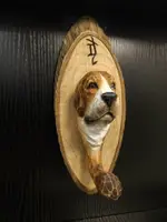 【現貨一個】天羽工藝木雕手工作品，寫實動物風格狗，狗衣帽掛鉤