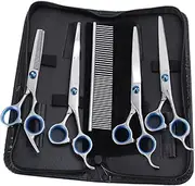 1 Set Stainless Steel Pet Hair Trimming Scissors Professional Dog Grooming Kit with Curved Scissors Thinning Shears and Comb for Cats and Dogs Durable Easy to Clean