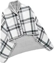 [Generic] Fleece Poncho Blanket - Wearable Wrap Shawl Plush Cape Poncho | Plush Sleeveless Blankets, Wearable Soft Warm TV Shawl for Wife, Girlfriend, Adults