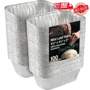 100 Pack Mini Loaf Baking Pans Disposable Aluminum Foil 1lb Small Bread Tins New