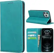 Cavor for iPhone 12 Pro Max Case Cowhide Pattern PU Leather Book Wallet Magnetic Kickstand Flip Cover Phone Cases with Card Slots(6.7") -Sky Blue