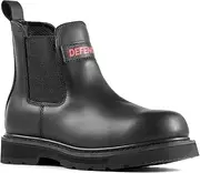 [Defencas] Men's Slip On Chlesea Work Boots for Men, Comfortable, Water Resistant, Full Grain Leather, Slip-Resistant, Goodyear Welt, EH S2432