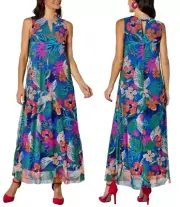 NEW Antthony Mesh Knit Halter Maxi Dress BLUE SZ XL