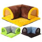 3D Foam Plush Hamster Play Pipe Tube 13.7 Inch Corner Bed W/ Removeable Mat