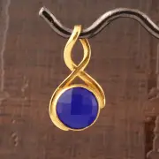 Checker Cut Blue Chalcedony Gold Plated Antique Design DIY Necklace Connector