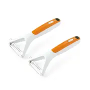 2x Zyliss Julienne Peeler Vegetable Slicer Shredder Cooking/Kitchen White/Orange