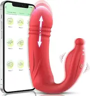 Wearable Vibrator, APP & Remote Control G-Spot Dildo Vibrator with 9 Thrusting * 9 Vibrating Modes, Vibrating Panty Massager for Vagina and Clitoral Stimulation, Adult Sex Toys for Women Couples Play