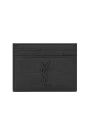 Saint Laurent Monogram Card Case in Crocodile Embossed Leather