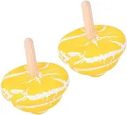 KICHOUSE 2Pcs Wooden Gyro Engaging Plaything for Shape Recognition Hand Eye Coordination and Safe Fun for Creative Desktop Game