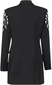 [Zadaos] Womens Casual Blazers Long Sleeve Patchwork Rhinestones Double Breasted Suit Jackets