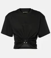 [Rabanne] Rabanne Gathered cotton jersey crop top AU 14 black