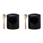 2x Maxwell & Williams Epicurious 12cm Porcelain Salt Pig Tableware w/Spoon Black