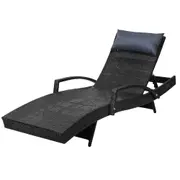 Outdoor Sun Lounge Furniture Day Bed Wicker Pillow Sofa Set - Grey Beige