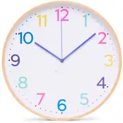 Clocksicle Silent Wood Wall Clock, Neon Rainbow, 40cm