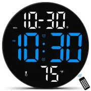 Digital Wall Clock Large Display with Remote Control, Plug in LED Digital Ala...