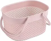 DUOMIAO Portable Shower Caddy Basket, Plastic Organizer Storage Tote with Handles Toiletry Bag (Pink)