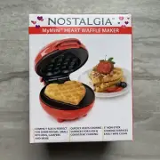 Nostalgia Mini Waffle Maker 5" Heart Shape - Red NEW