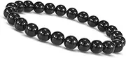 [Unique Gems] Chakra Children's Pearl Bracelet Real Black Onyx Diameter 6 mm Natural Stone Beads Elastic 13 cm to 15 cm Jewellers Quality, 13cm bis 15cm, Stone, Onyx