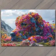 4x6" Golden Retriever Dog Covered Flowers Cute Strange Fun Colorful Unusual