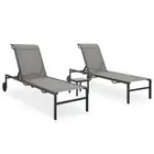 vidaXL Sun Loungers 2 pcs with Table Textilene and Steel BMG