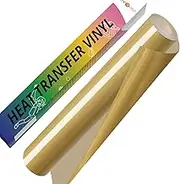 HTVRONT Gold HTV Vinyl Roll - 12" x 10ft Gold Iron on Vinyl for Cricut & Silhouette Cameo, Heat Transfer Vinyl Rolls for t Shirts - Easy to Cut & Weed for Heat Vinyl Design