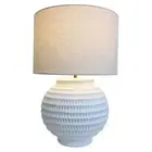LVD Pompei Lamp E27 Bulb w/ Linen Shade Bedside Night Light Decor 56.5cm White