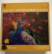 1000 Piece Jigsaw Puzzle Beautiful Multicolored Peacock Peafowl Challenging Game