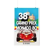 1980 Monaco Grand Prix Formula One Racing Print, Vintage Motorsports Poster