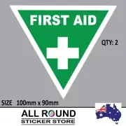 2 x First aid sticker Triangular pointer decals