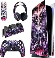 PlayVital Skin for PS5 Console Regular Edition, Vinyl Skin Stickers, Protective Film for PS5 Console, Controller, Charging Station, Headset, Media Remote Control, Evil Knight