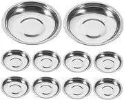 KICHOUSE 10pcs Thickened Round Sauce Dishes Stainless Steel Dipping Bowls for Sauces Soy Chips Metal Plates