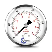 2-1/2" Pressure Gauge - Chrome Plated Steel Case, 1/4"NPT, Back Mnt, 100 PSI