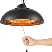Advwin Ceiling Electric Heater, Patio Infrared Heater, 1500W Outdoor/Indoor Pull-cord Switch Hanging Heater with 3 Modes, IP55 Waterproof for Porch, Balcony, Courtyard, Garage, Dining Room Use