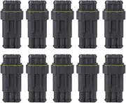 Fdit Waterproof Male Electric Points of 3 3 PIN Packets Connections for Automatic Electronics for Caravans, Ships, 10 Silicone Set