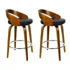 Artiss 2x Bar Stools Kitchen Dining Chairs Swivel Counter Stool Leather Wooden