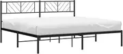 'vidaXL Robust Black Metal Bed Frame with Headboard - Comfortable Back Support and Extra Under-Bed Storage - King Size 183x203 cm Steel Frame