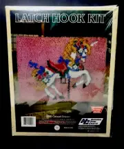 National Yarn Crafts Latch Hook Kit “Carousel Unicorn” Horse R886 20" x 27"
