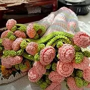 Bouquet Blanket Crochet, DIY Handmade Rose Blanket Crochet Flower, Soft, Lightweight and Romantic Multi-Purpose Bouquet Blanket for Mother's Day, Holiday Gifts, Home Decoration(35.5in)