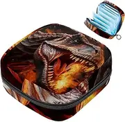 Period Bag,Sanitary Napkin Storage Bag,Ancient Animal Dinosaur,Tampon Bag for Purse