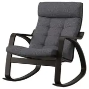 POÄNG rocking-chair, black-brown/Gunnared dark grey