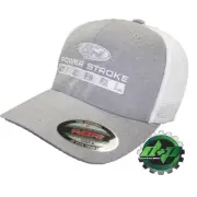 white ford powerstroke flexfit fitted trucker ball cap hat back diesel gear OSFA