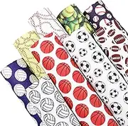David Angie Ball Football Baseball Volleyball Printed Faux Leather Sheet 9 Pcs Assorted 8" x 13" (20 cm x 34 cm) Sports Theme Leather Fabric for Bags Earrings Making DIY Projects (Pattern A)