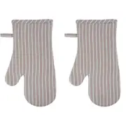 2x Davis & Waddell Taste Butcher Oven Glove Cooking Mitt 32x18cm Taupe/WH Stripe