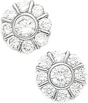 [JewelryWeb] 14k White Gold CZ Simulated Diamond Big Flower Fancy Post Earrings 11x11mm Stud Earring for Women