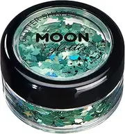 Holographic Glitter Shapes by Moon Glitter – 100% Cosmetic Glitter for Face, Body, Nails, Hair and Lips - 3g - Green