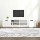 TV Cabinets 2pcs White Wooden Entertainment Unit Stand Storage Shelf Rack Table