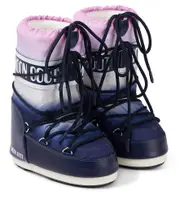 [Moon Boot Kids] Moon Boot Kids Icon faux leather-trimmed snow boots UK 12.5 blue