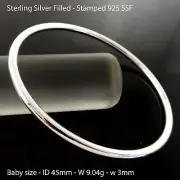 Bangle Real 925 Sterling Silver Filled Solid Cuff Bracelet Toddler Baby Sz 45mm